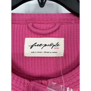 Free People Hug Me Sherpa Button Up Sweater Sangria Sunset Hot Pink Medium thumbnail 3