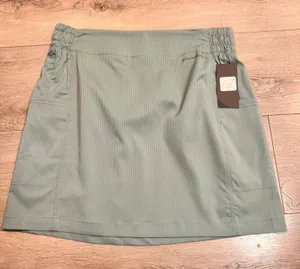 NWT Eddie Bauer Twin River Skirt Pinstripe Stretch Pockets Size L Large‎ Green thumbnail 1