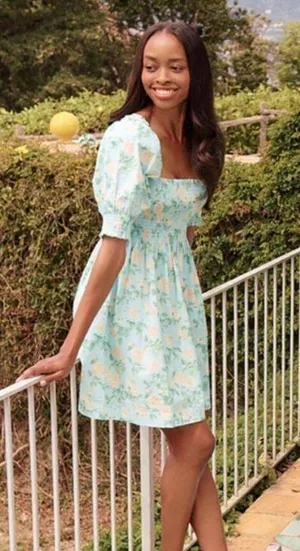 NWT Hill House Home The Elizabeth Nap Dress - Blue Roses Poplin thumbnail 4