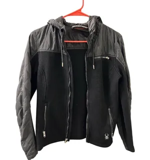 Spyder Black Quilted Lightweight Hooded Unisex Jacket Size SP thumbnail 1