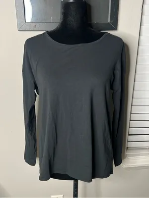 Lululemon Back into it‎ long sleeve shirt pima cotton black 8 thumbnail 4