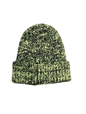 ASOS DESIGN Mixed Knit Ribbed Beanie Black and Green Hat One Size thumbnail 2