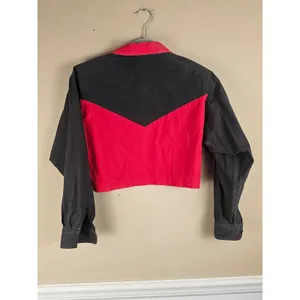 Vintage Panhandle Slim Womens Red Black Cowboys Boots‎ Western Crop Top Shirt Sm thumbnail 2