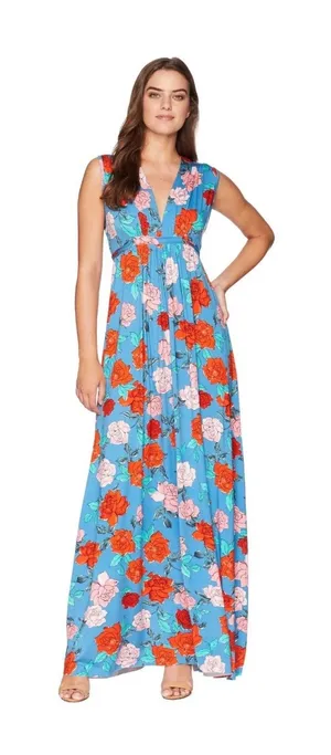 Rachel Pally Wildflower Long Sleeveless Caftan Floral Maxi Dress Blue Size Small thumbnail 1