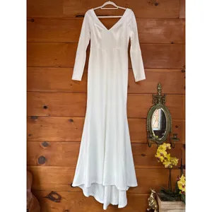 NWT Lulus Feeling of Forever White Long Sleeve Mermaid Maxi Dress Wedding XXS thumbnail 3