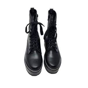Liliana Shoes Black Leather Zip Archer 1 Chunky Platform Combat Boots Size 7.5 thumbnail 7