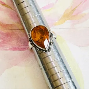 Pear Topaz and Sterling Silver Ring SZ 5 thumbnail 6