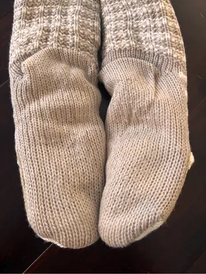 Cuddl Duds Womens Slippers Socks Womens Sherpa Lined Face Eyes Lounge Dog Brown thumbnail 4