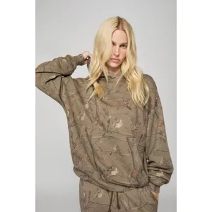 Dairy Boy The Boyfriend Hoodie Evergreen Camo/Pink Appliqué Women's Size Large thumbnail 2