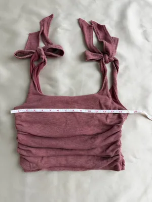 Free People Boulevard Mauve Ruched Tie Shoulder Crop Tank Top Size S thumbnail 12