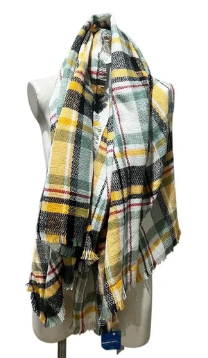 Blanket Scarf Women's Multicolor Plaid Square Scarf Winter Fashion thumbnail 1