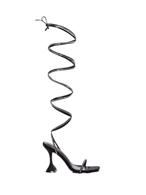 NEW AZALEA WANG Sophie Rhinestone Lace Up Sandal in Black Size 9 thumbnail 2