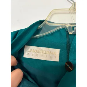 Dana Buchman Silk Teal Green Mandarin Collar Sheath Midi Dress Size 6 32820212 thumbnail 3
