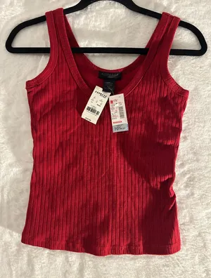 Women's Express XS Ribbed Tank with Rose NWT‎ Y2K thumbnail 1
