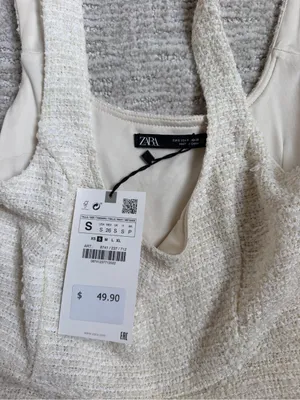 Zara Cream Sleeveless Textured Mini Dress thumbnail 3