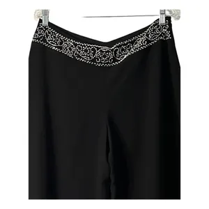 JR Nites Palazzo Pants Womens Size 12 Black Beaded Sheer Wide Leg Evening 1990s thumbnail 6