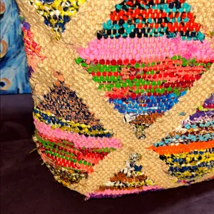 Colorful Woven Tote Bag Red thumbnail 4