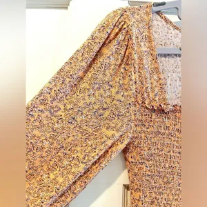 Altar’d‎ State Boho Floral Smocked Long Sleeve Dress Peach Orange Size Medium thumbnail 4