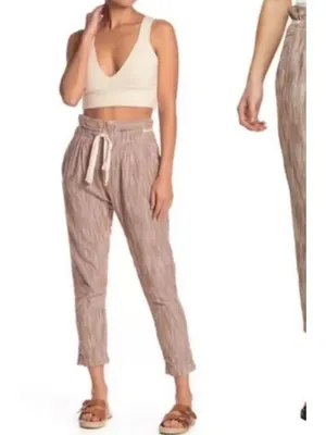 FREE PEOPLE Caraway Tapered Striped Cotton Pants Size 4 NWT Boho Coastal Casual thumbnail 15