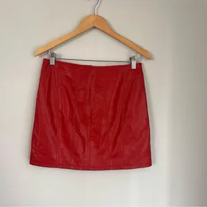 Free People Burnt Orange Layla Faux Leather Mini Skirt Size 6 thumbnail 3