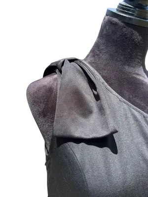 NWOT JASAMBAC Black One Shoulder Bow A-Line Cocktail Dress‎ with Pockets Size L thumbnail 6