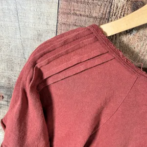 Bohme Rust Red Cotton Blend Pleated Flutter Sleeve Boho Blouse Top Small S thumbnail 7