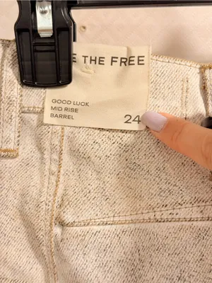 NWT We The Free Good Luck Mid Rise Barrel Acid-Wash Denim Jeans Off-White Sz 24 thumbnail 11