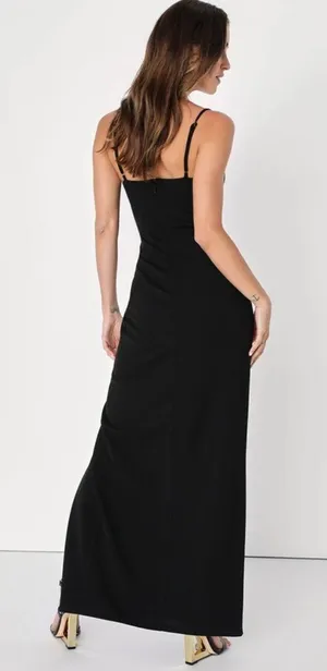 Lulus New Phenomenal Flirt Black Sleeveless Cutout Maxi Dress Size XS MSRP $98 thumbnail 4