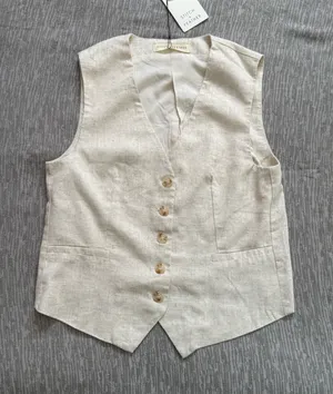 Stitch + Feather Beige Linen Blend Top Tan thumbnail 1