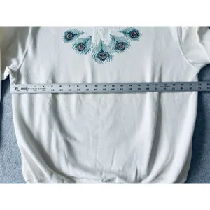 Trilllogy By Morning Sun Blue Peacock Feather Mock Layered Sweatshirt Pullover L thumbnail 8