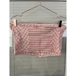 Free People Leilani Gingham‎ strapless Top Size L thumbnail 9