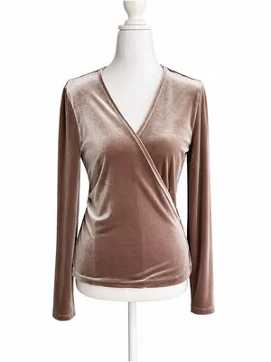 Madewell Long Sleeve Wrap Shirt Velvet‎ V-Neck Small Top Dressy Warm Ash thumbnail 2