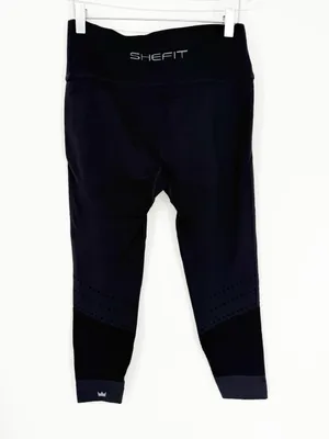 SHEFIT Crossover Waist Seamless Cropped‎ Leggings Women's L Black Activewear thumbnail 3