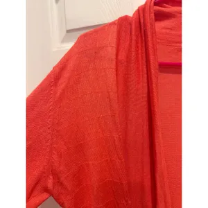 Smitten Womens Coral‎ Orange Linen Rayon Blend Open Front Cardigan Sweater Large thumbnail 3