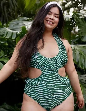 Aerie Ruffle Halter One-Piece Swimsuit‎ thumbnail 1