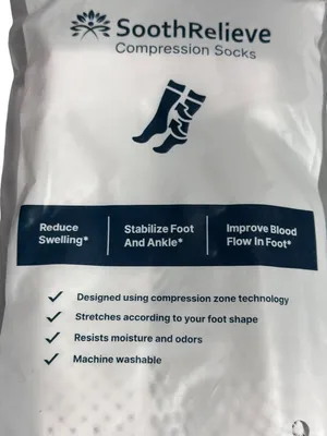 SoothRelieve Compression Socks Medium White Swelling Blood Flow Machine Washable thumbnail 3