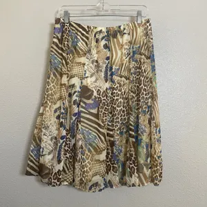 Laura Scott Animal Print Skirt Medium Pleated Patchwork Bohemian Boho Festival Artsy Y2K thumbnail 2
