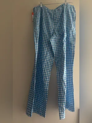 Colsie White and Blue Gingham Flannel Pajama Size L Size L thumbnail 2