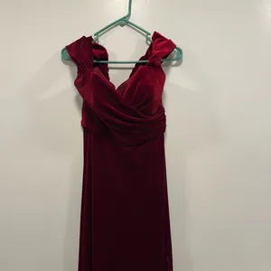 Elegant Off-Shoulder Burgundy Evening Gown bridesmaid holiday dress! thumbnail 3