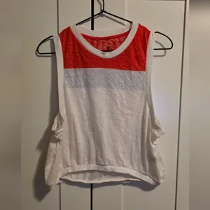 Free People White and Red Colorblock Muscle Tank thumbnail 3