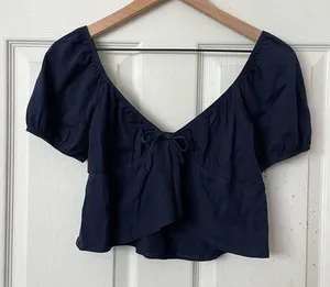 Aritzia Sunday Best Kaia Top in navy blue thumbnail 1