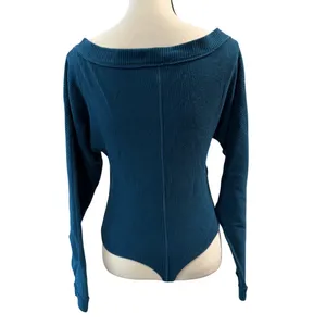 Free People Intimately Women’s Teal Thong Bodysuit Size L thumbnail 2