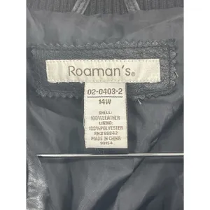 Roaman's Black Leather Bomber Jacket Full Zip Pocket Lined Size‎ 14W thumbnail 2