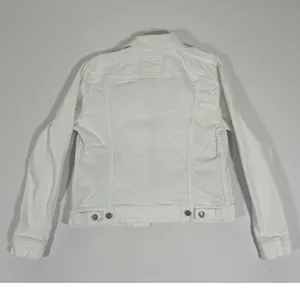 Levis Womens White Denim Trucker Jacket Large Stretch Cotton 77306-0004 thumbnail 2