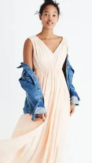 Madewell NWT Women's Magnolia‎ Tie-Back Maxi Dress in Peach Size Medium thumbnail 1