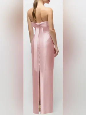 NEW Alfred Sung Eliza Bow Back Strapless Ballet Pink Satin Column Gown SZ 2 thumbnail 2