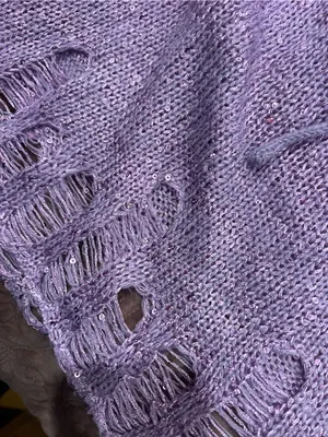 Handmade Lavender Knit three- Piece Crop Top & Skirt Set - Women Intimates & Sleepwear thumbnail 4