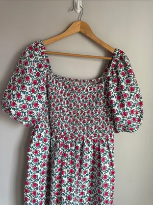 NEW Boden Sky Smocked Linen Midi Dress 16-18 thumbnail 5