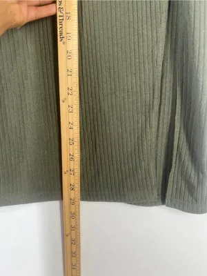 Abercrombie & Fitch Olive Green Ribbed Midi Skirt with Side Slit thumbnail 7