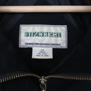 Fitzwright Jacket Women 2X Anorak Hooded Black Drawstring Waist Good thumbnail 2